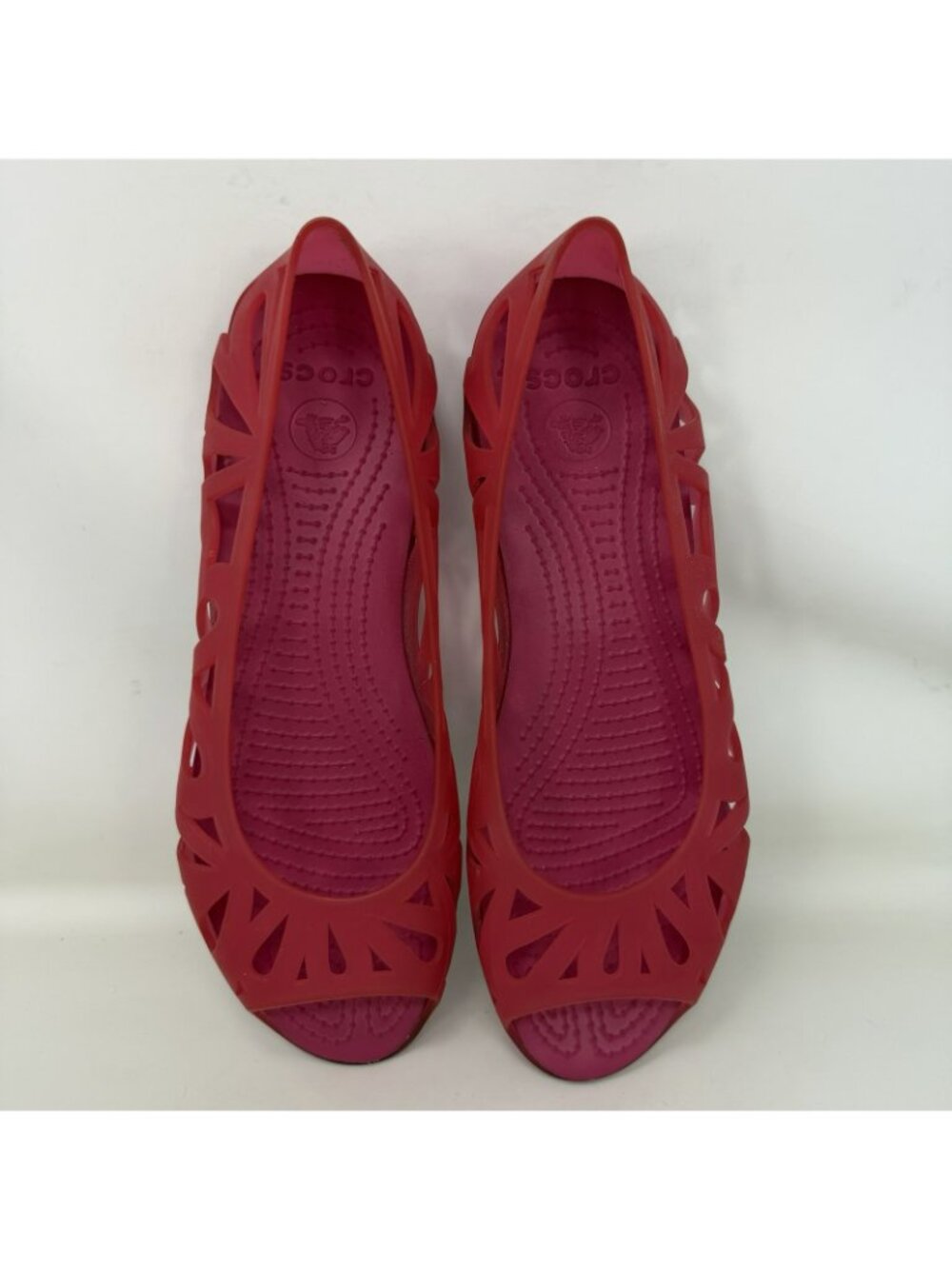 Crocs Adrina III Slip On Cut Out Peep Toe Jelly Sandals Pink Women’s Size 8 - Picture 5 of 7